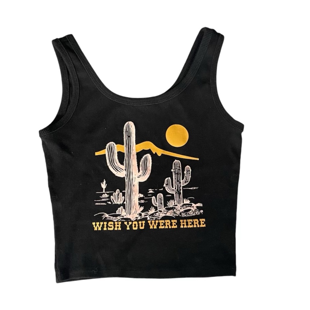 Ribbed Wish You Were Here cropped tank top